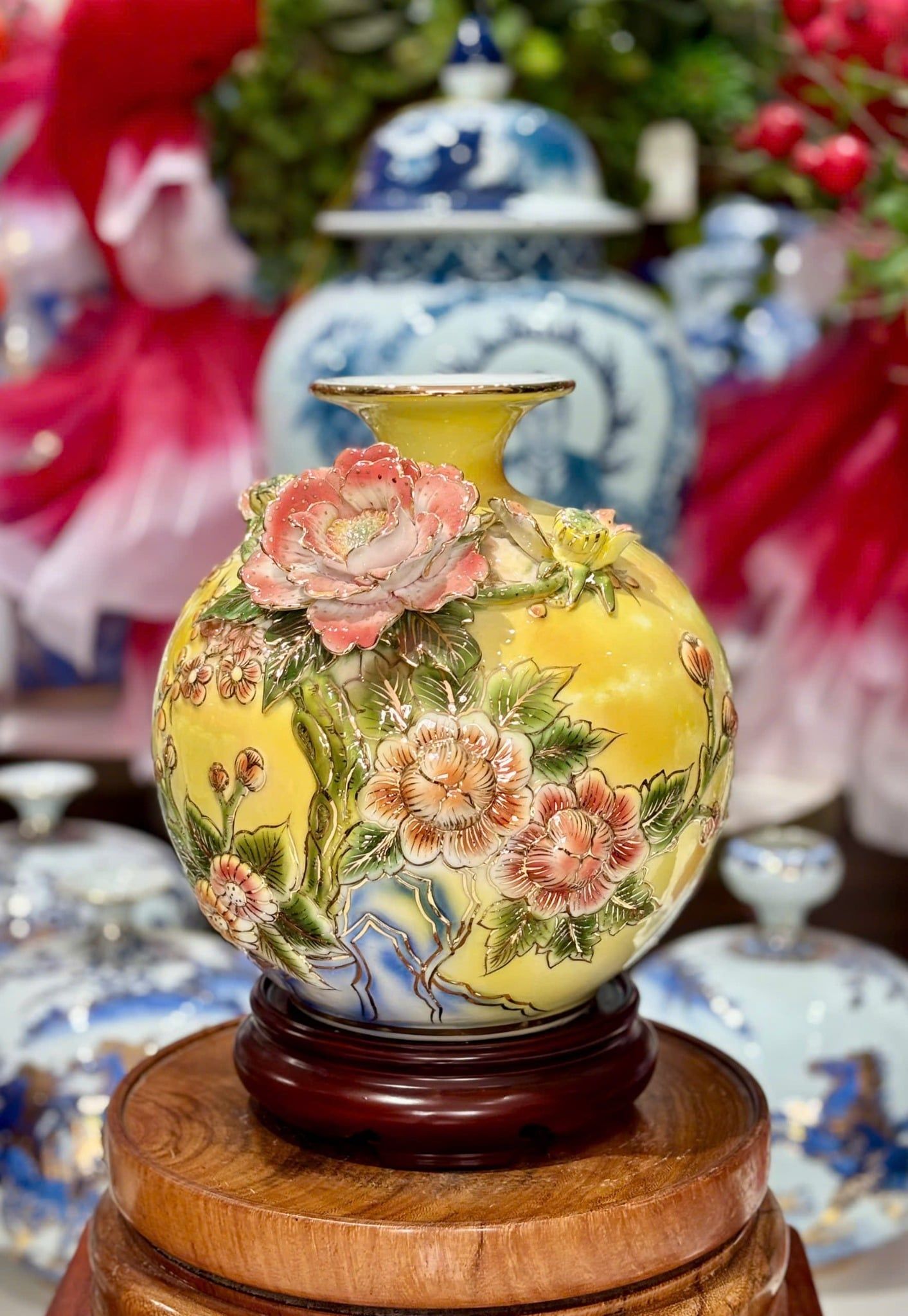  Bình hút lộc đắp nổi cao cấp Bát Tràng BKCECN-9436 