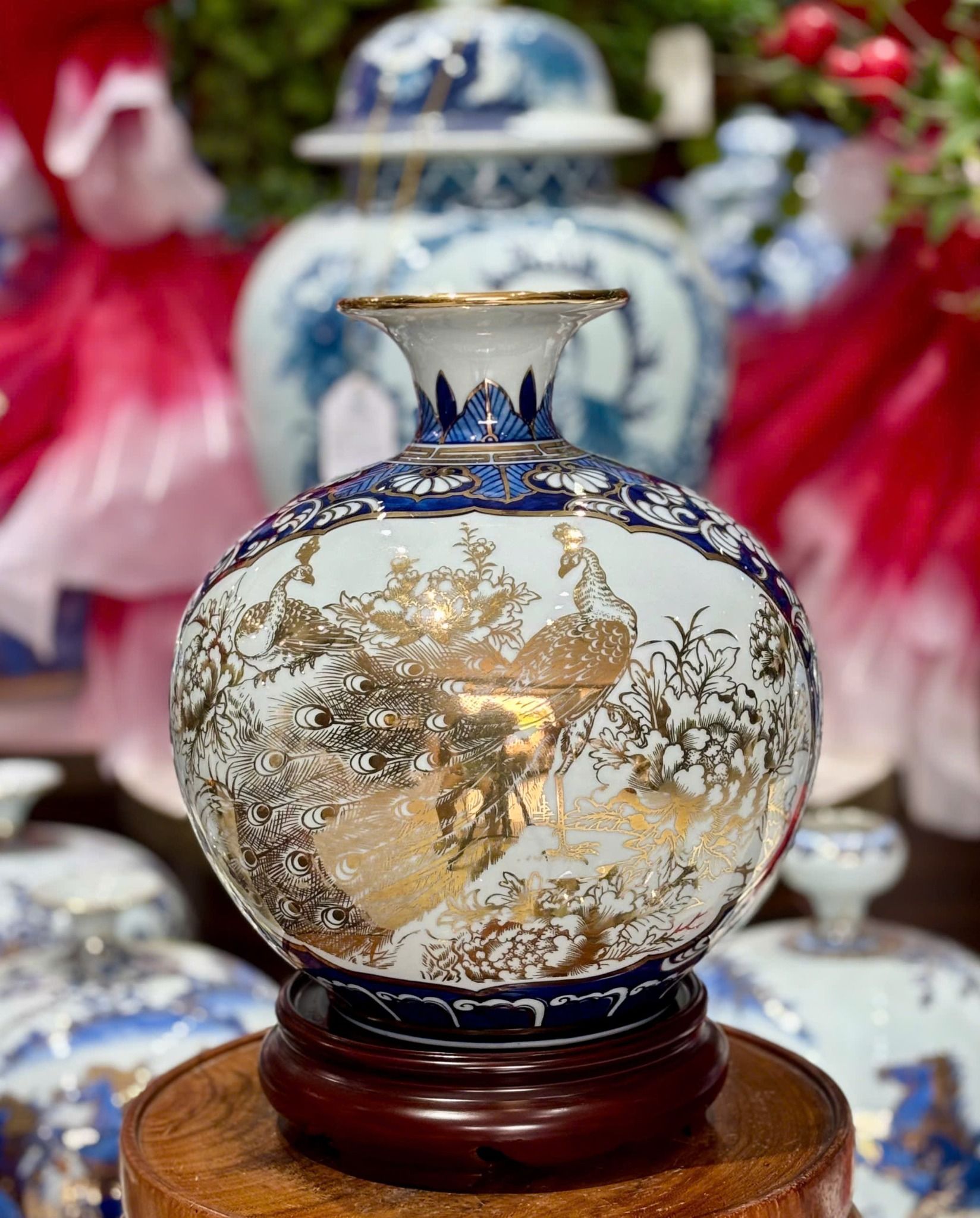  Bình hút lộc Nhị cảnh vẽ vàng cao cấp Bát Tràng BKCECN-9432 