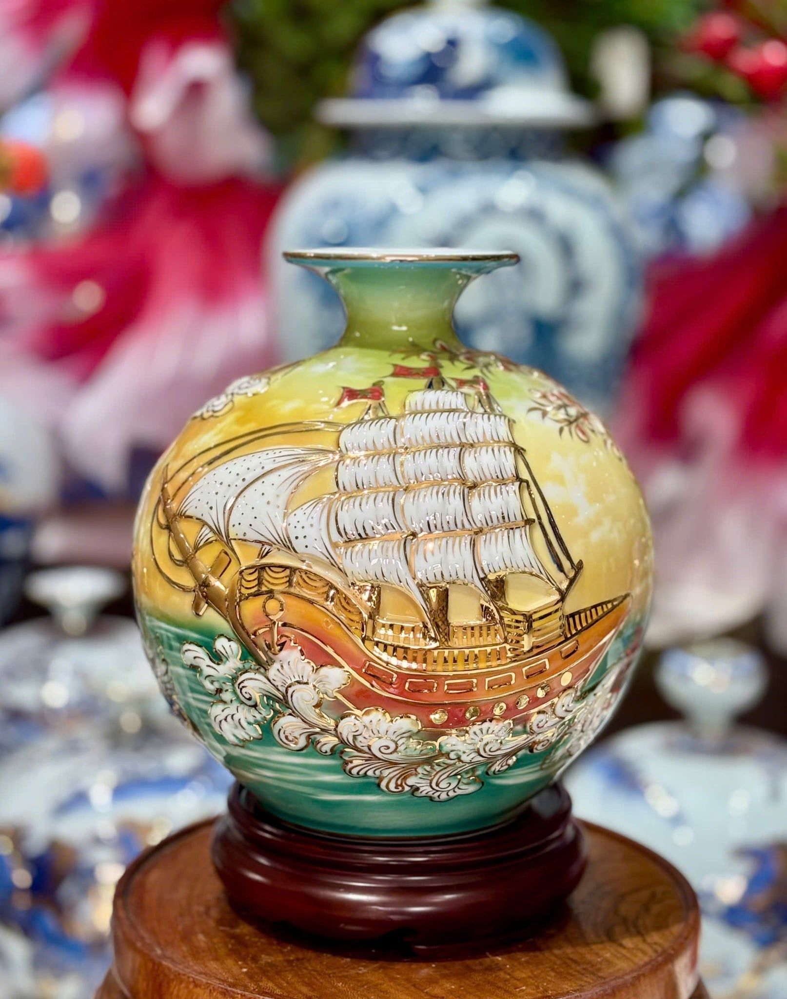  Bình hút lộc Bát Tràng Vẽ Vàng cao cấp BKCECN-9430 