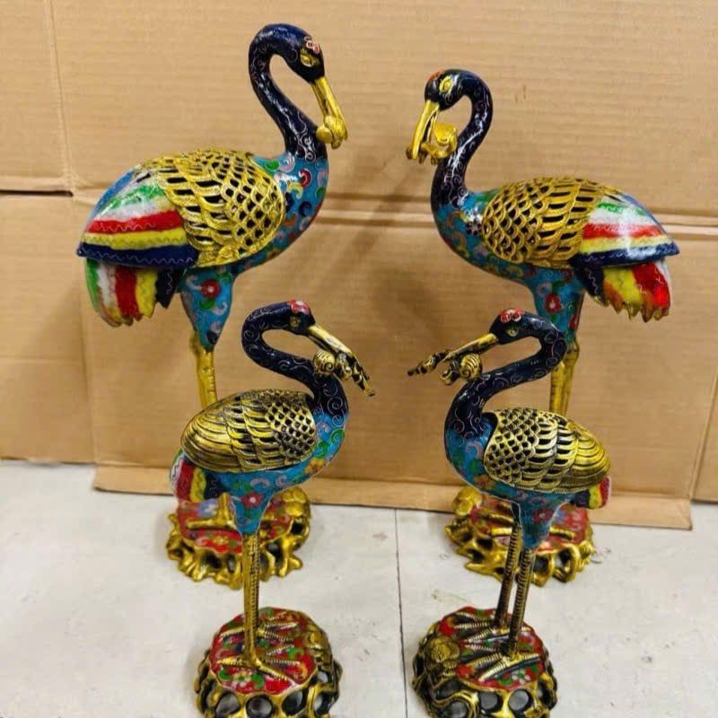  Cặp hạc xông trầm hương đồng pháp lam cao cấp BKMECN-9468 