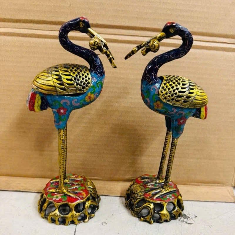  Cặp hạc xông trầm hương đồng pháp lam cao cấp BKMECN-9468 