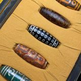  Bộ 5 mặt ngọc Dzi sưu tầm tặng hộp gấm BKSTCN-9390 