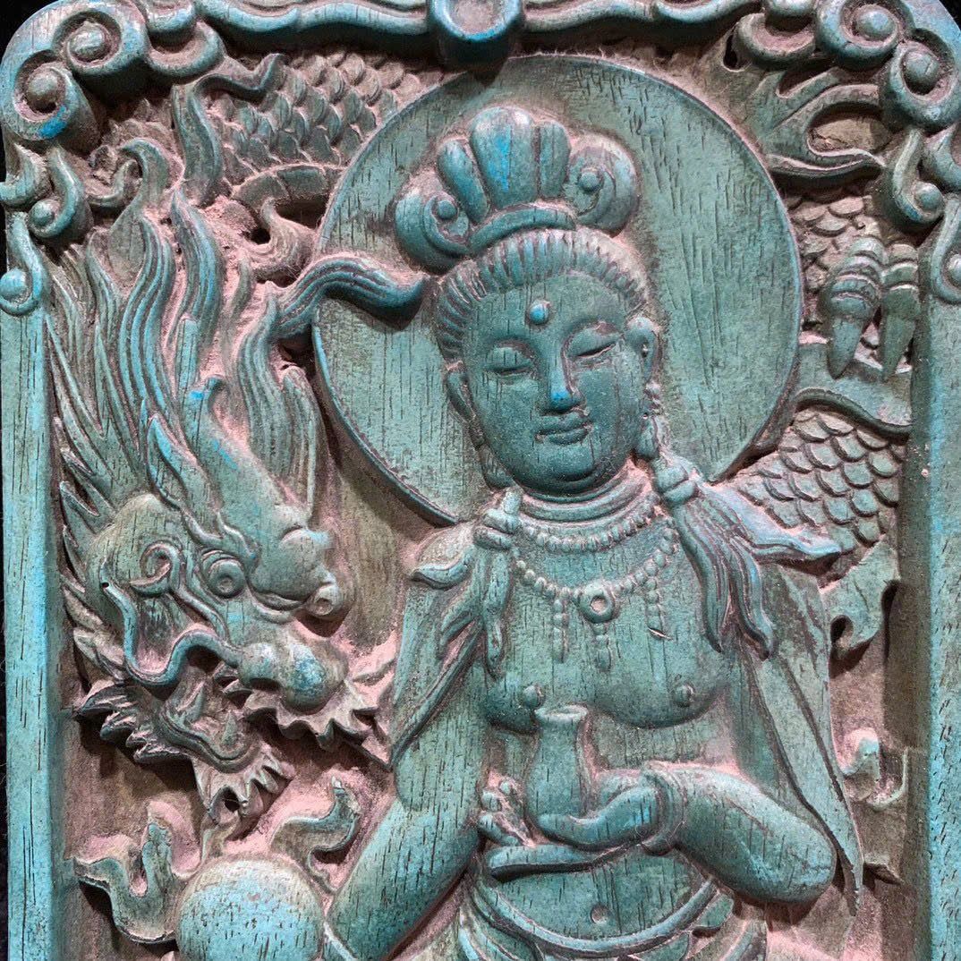  Phù điêu Quan Âm cưỡi Rồng BKSTCN-9395 