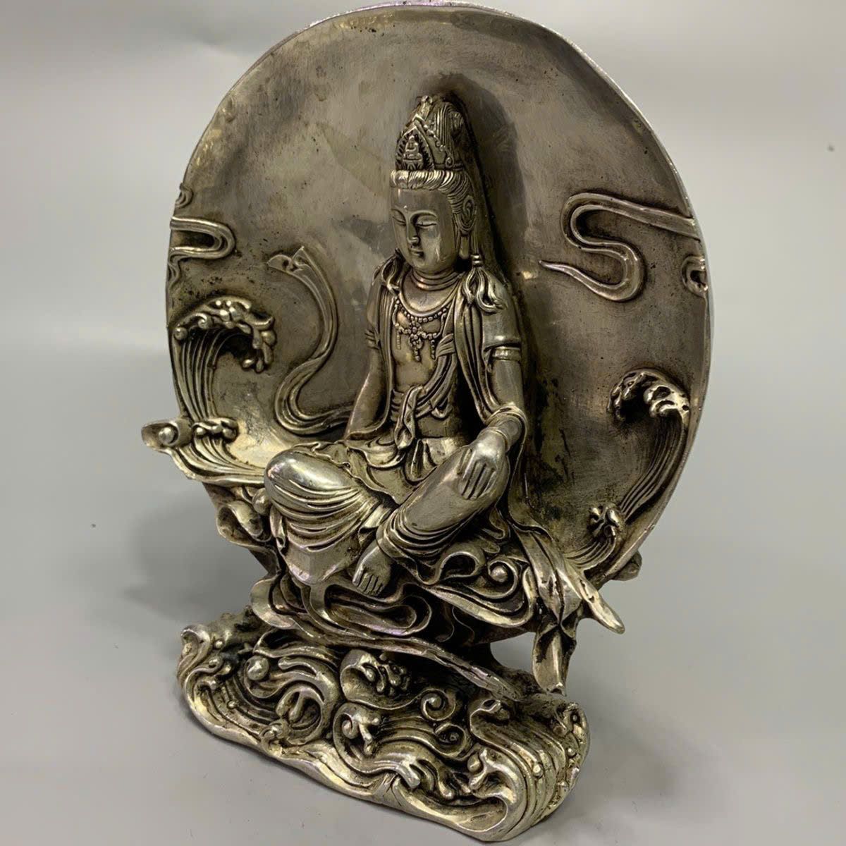  Tượng Phật sưu tầm tráng bạc xưa BKMECN-9457 