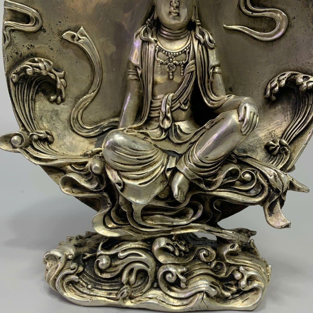 Tượng Phật sưu tầm tráng bạc xưa BKMECN-9457 