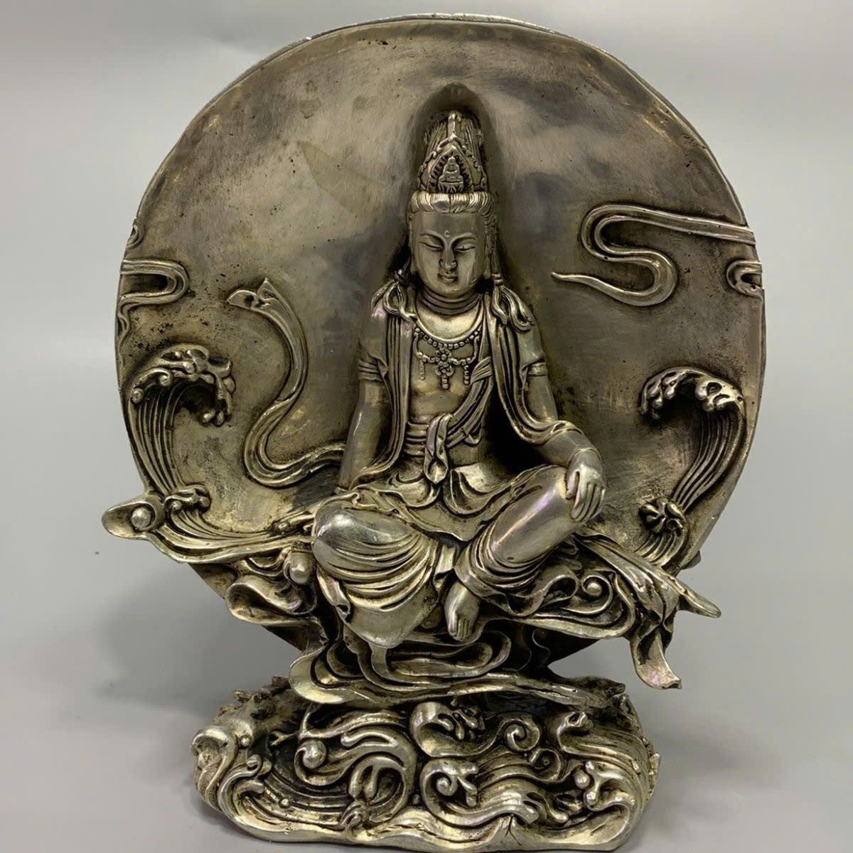  Tượng Phật sưu tầm tráng bạc xưa BKMECN-9457 