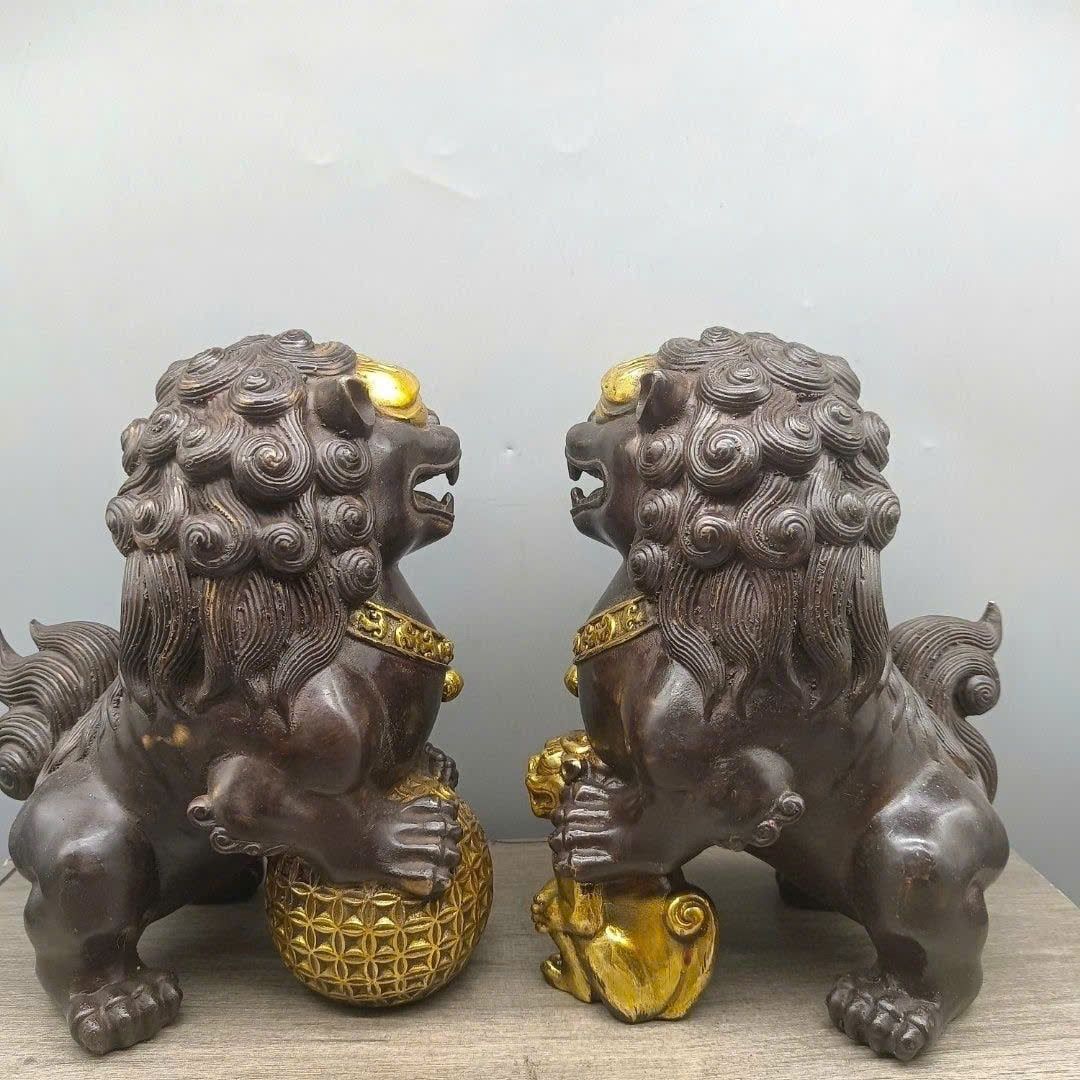  Cặp Sư Tử đồng cũ sưu tầm BKMECN-9476 
