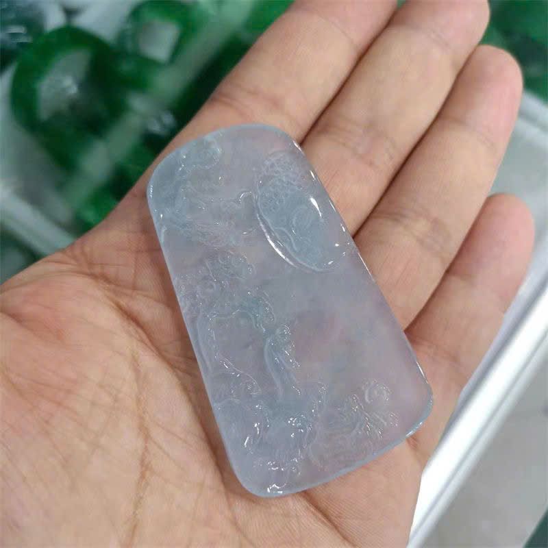  Mặt ngọc Phỉ Thúy họa tiết Bái Phật sưu tầm BKSTCN-9417 