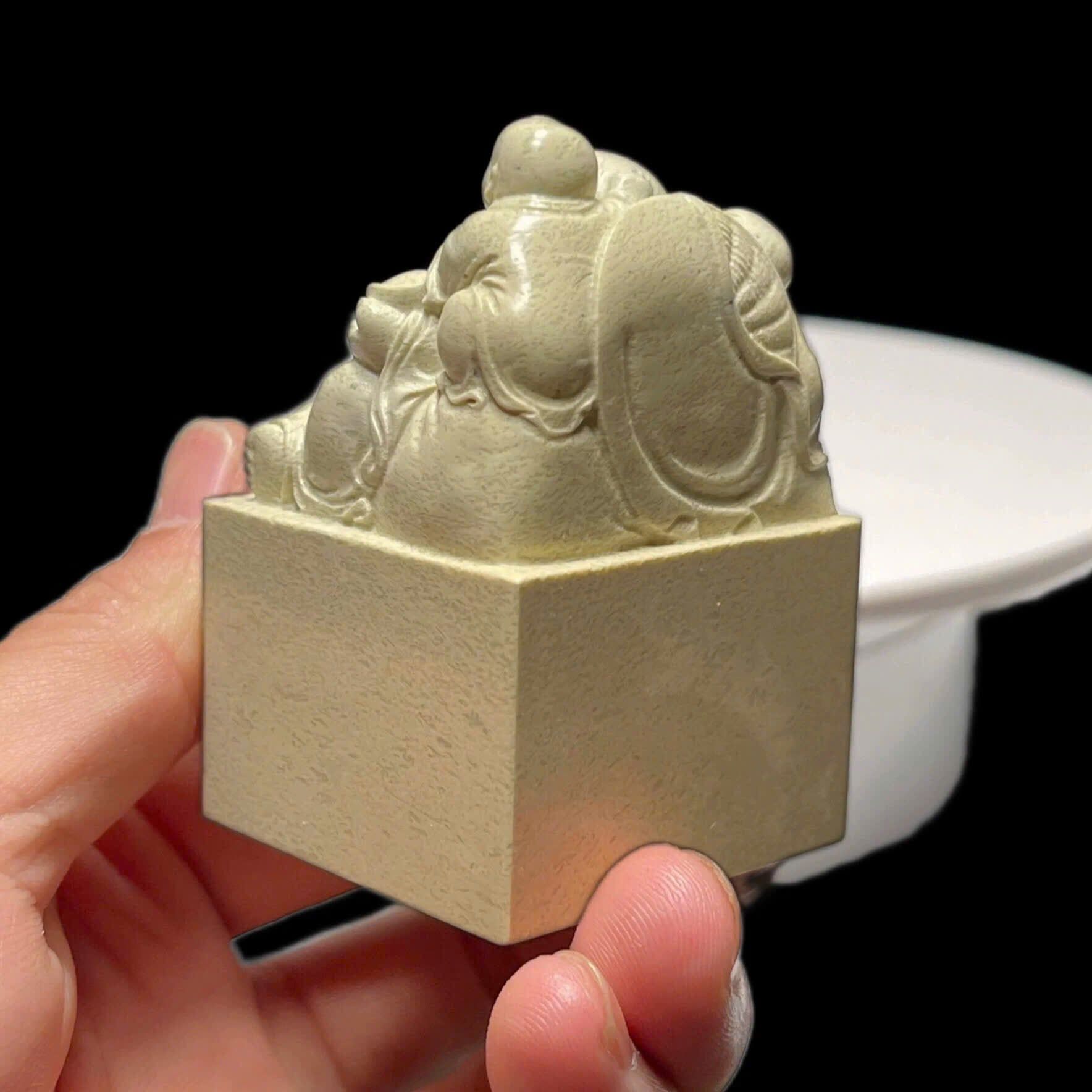  Ấn ngọc tự nhiên sưu tầm Di Lặc Nhị Phúc BKSTCN-9430 