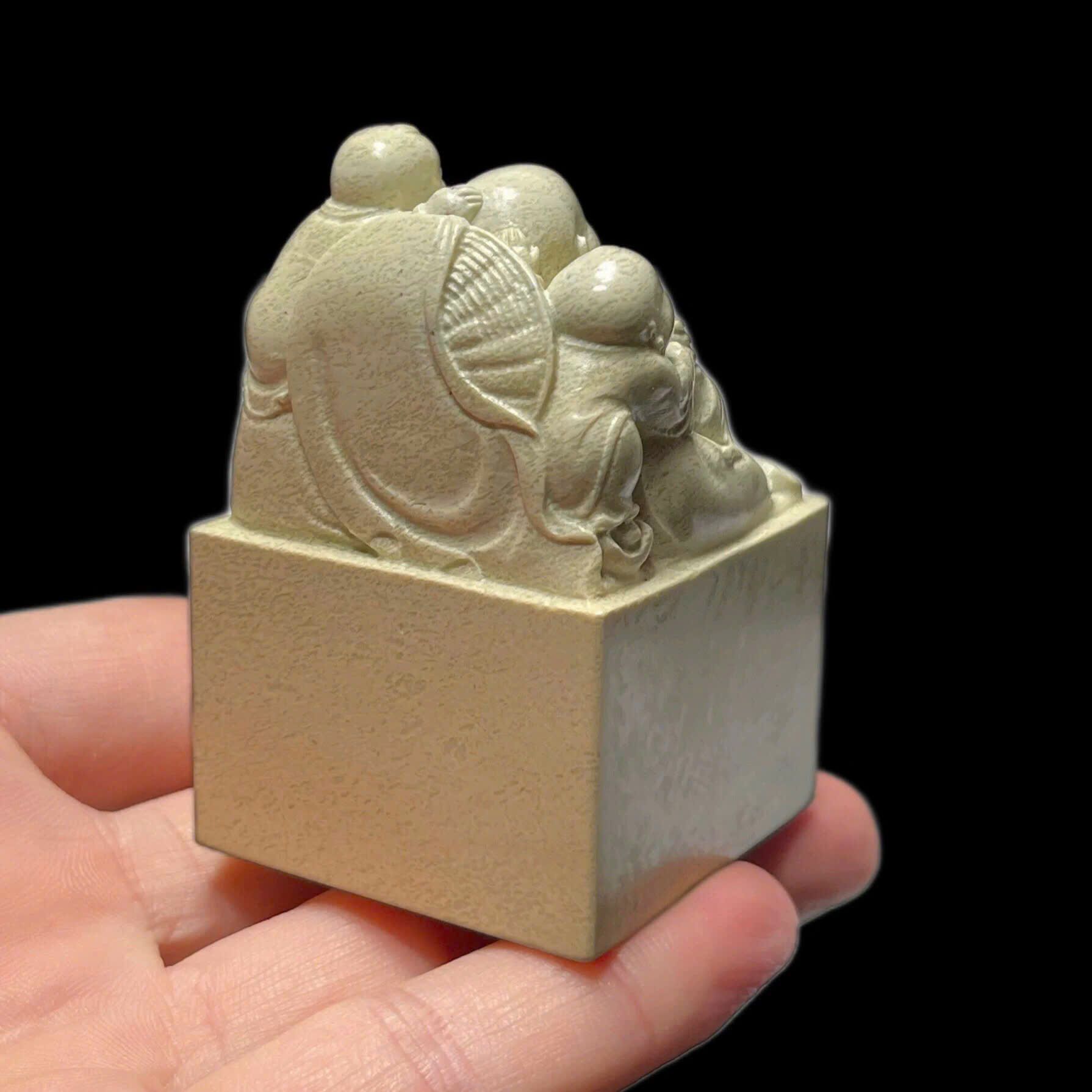  Ấn ngọc tự nhiên sưu tầm Di Lặc Nhị Phúc BKSTCN-9430 