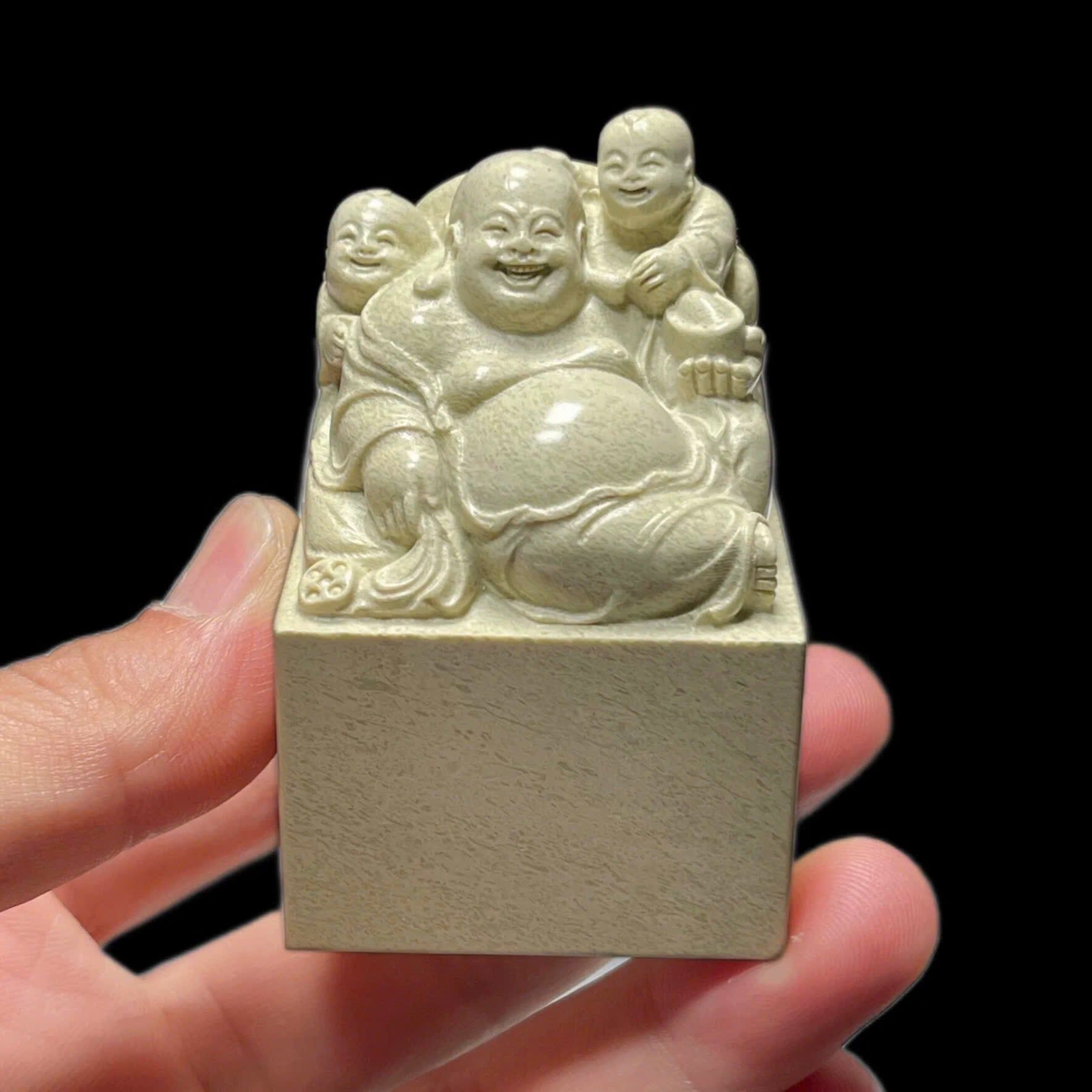  Ấn ngọc tự nhiên sưu tầm Di Lặc Nhị Phúc BKSTCN-9430 