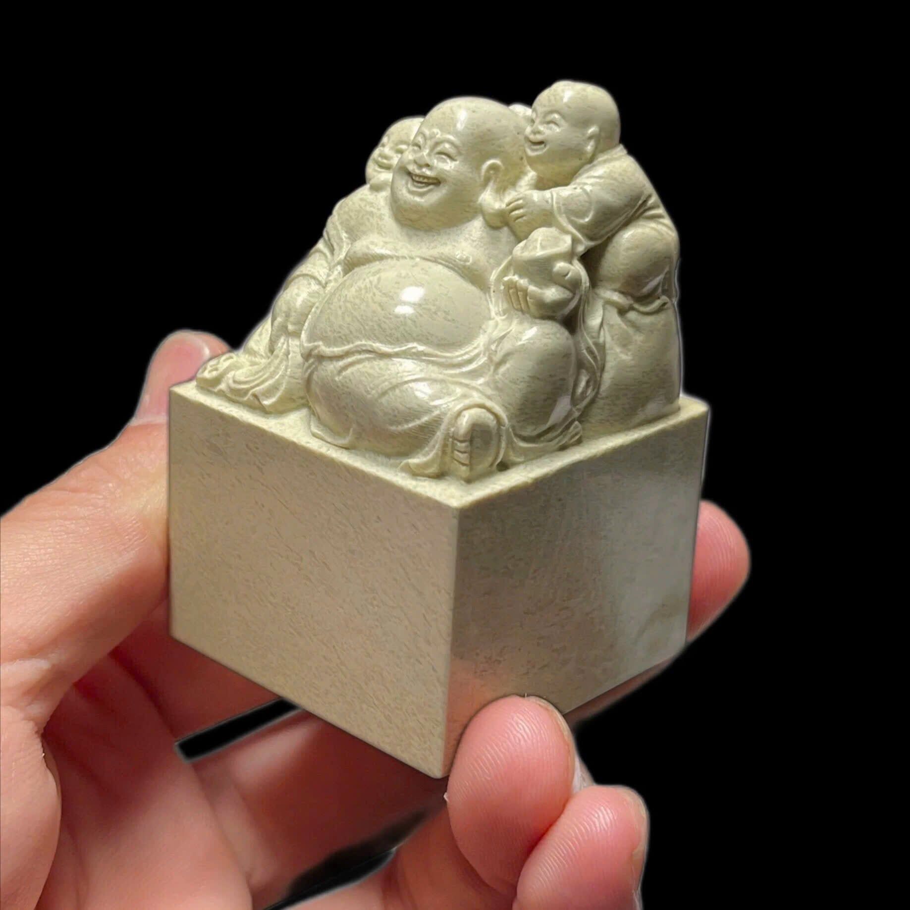  Ấn ngọc tự nhiên sưu tầm Di Lặc Nhị Phúc BKSTCN-9430 