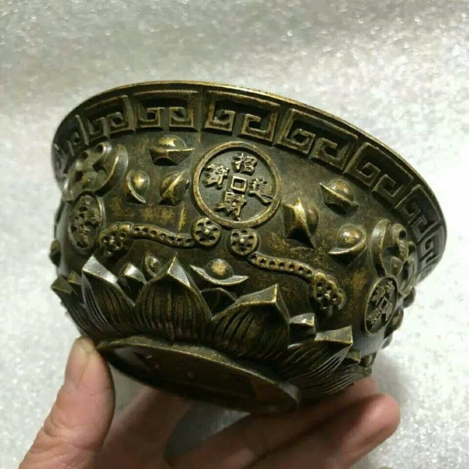  Bát Ngũ Hoa Sen đồng cũ sưu tầm BKMECN-9487 