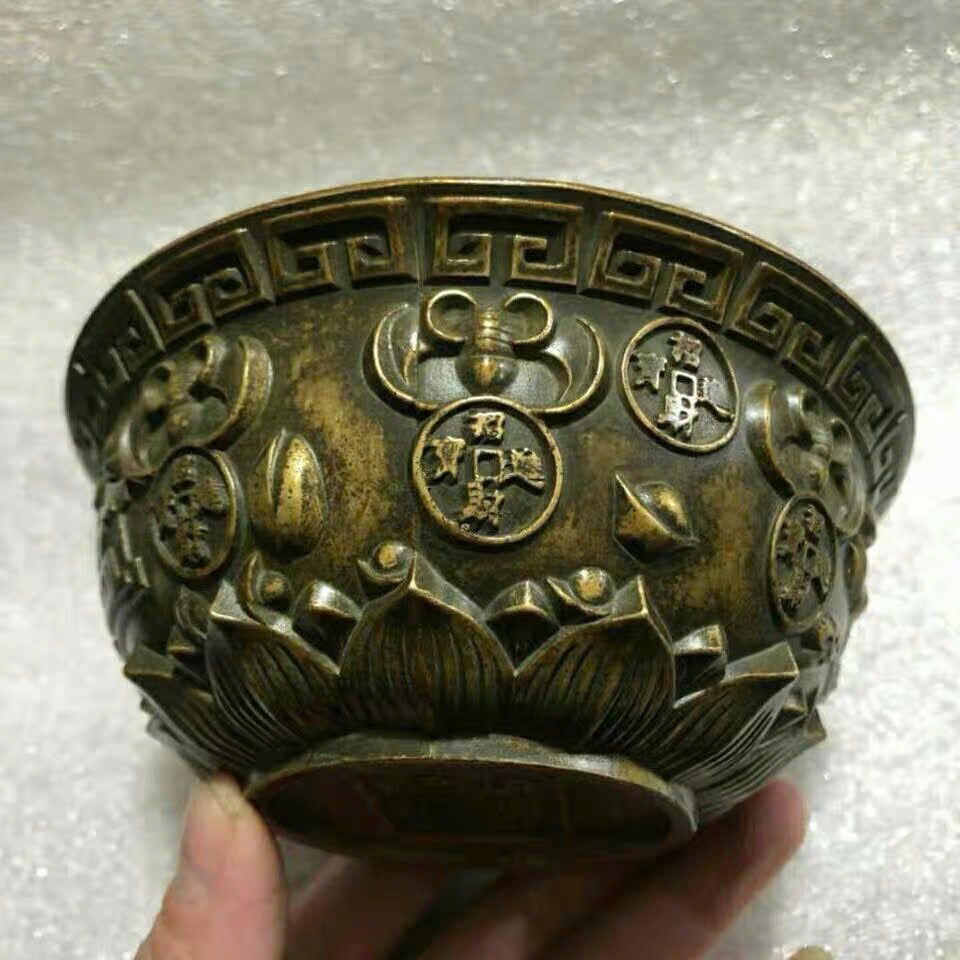  Bát Ngũ Hoa Sen đồng cũ sưu tầm BKMECN-9487 