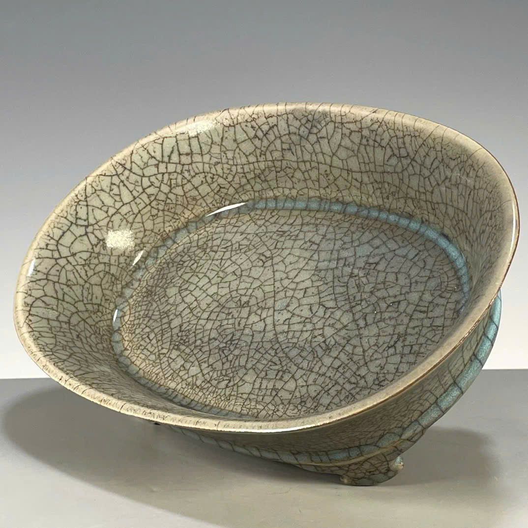  Chậu 4 chân sưu tầm rạn rõ men già hàng nung củi BKSTCN-9441 