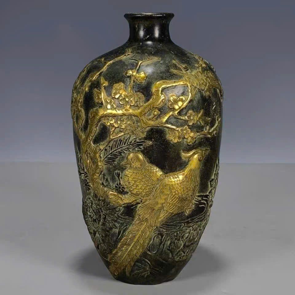  Bình Uyên Ương Hoa Đào Đồng Cũ Xưa Sưu Tầm BKCECN-9473 