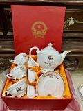  Bộ Ấm Chén Tổng Bí Thư Tô Lâm – Bát Tràng Màu Trắng Chỉ Vàng BKCECN-9497 