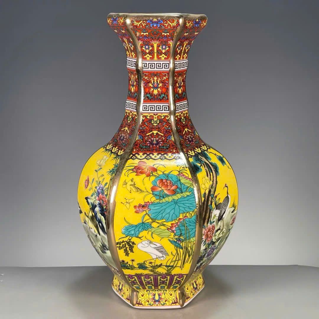  Bình Tứ Quý Hoàng Kim Men Pháp Lang Sưu Tầm BKCECN-9488 