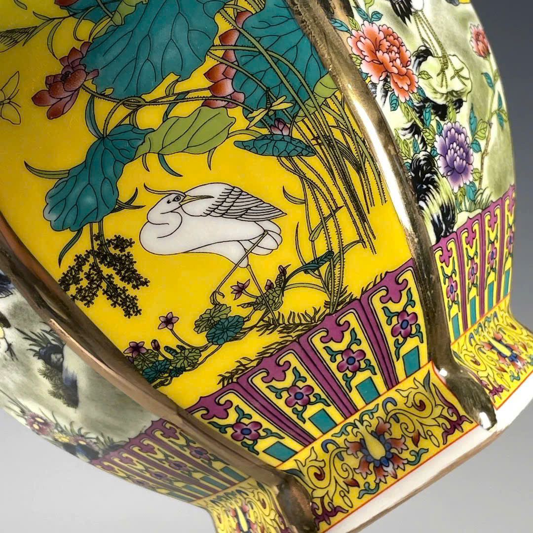  Bình Tứ Quý Hoàng Kim Men Pháp Lang Sưu Tầm BKCECN-9488 