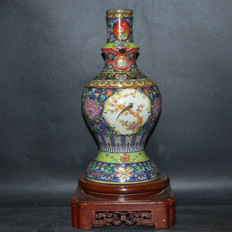  Bình Hoa Điểu Men Pháp Lang Sưu Tầm BKCECN-9489 