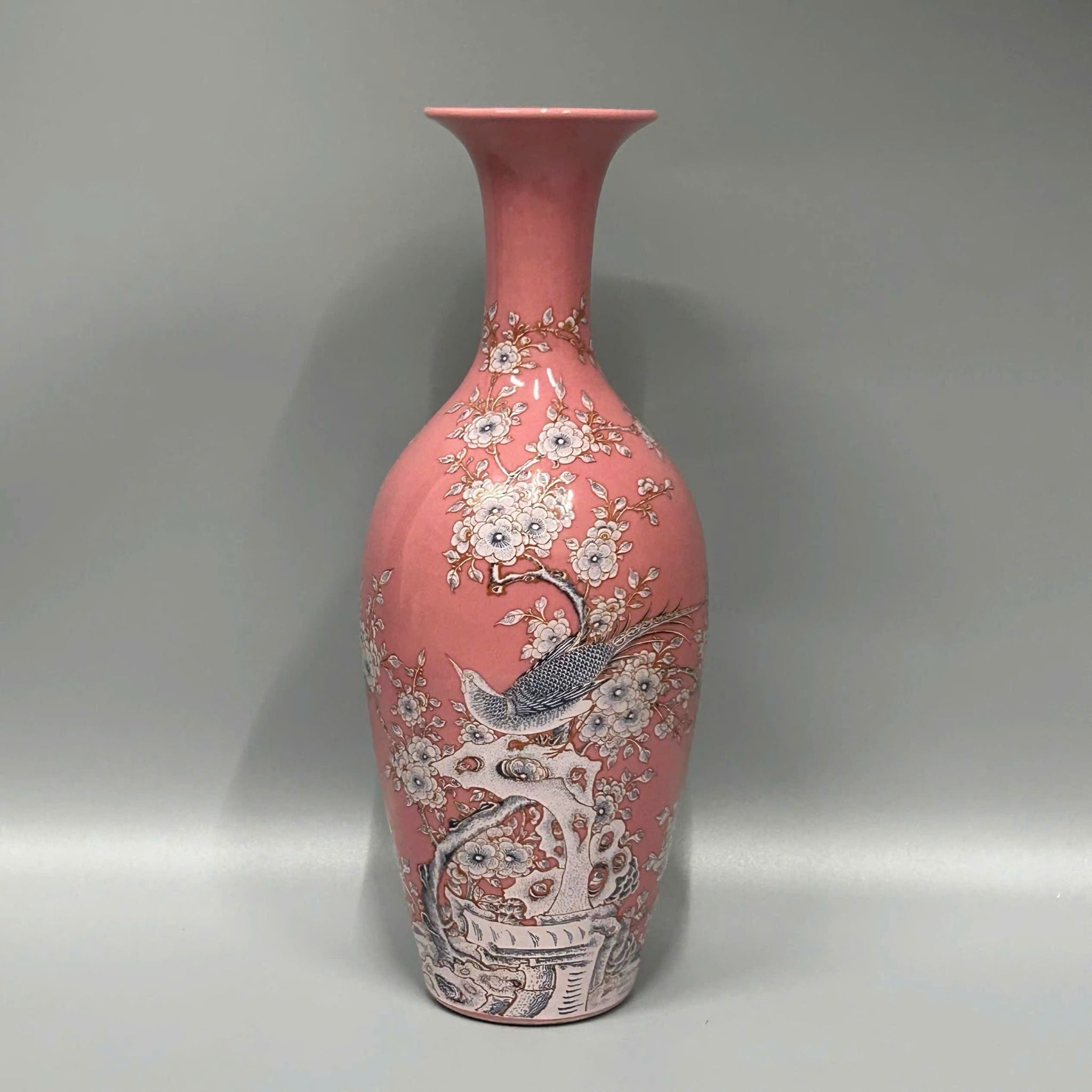  Bình Hoa Điểu Hồng Đào Sưu Tầm BKCECN-9492 