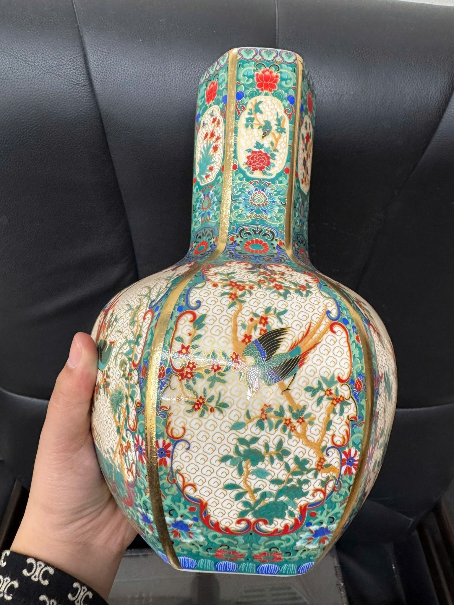  Bình Đa Giác men Pháp Lang – Họa Điểu sưu tầm BKCECN-9516 