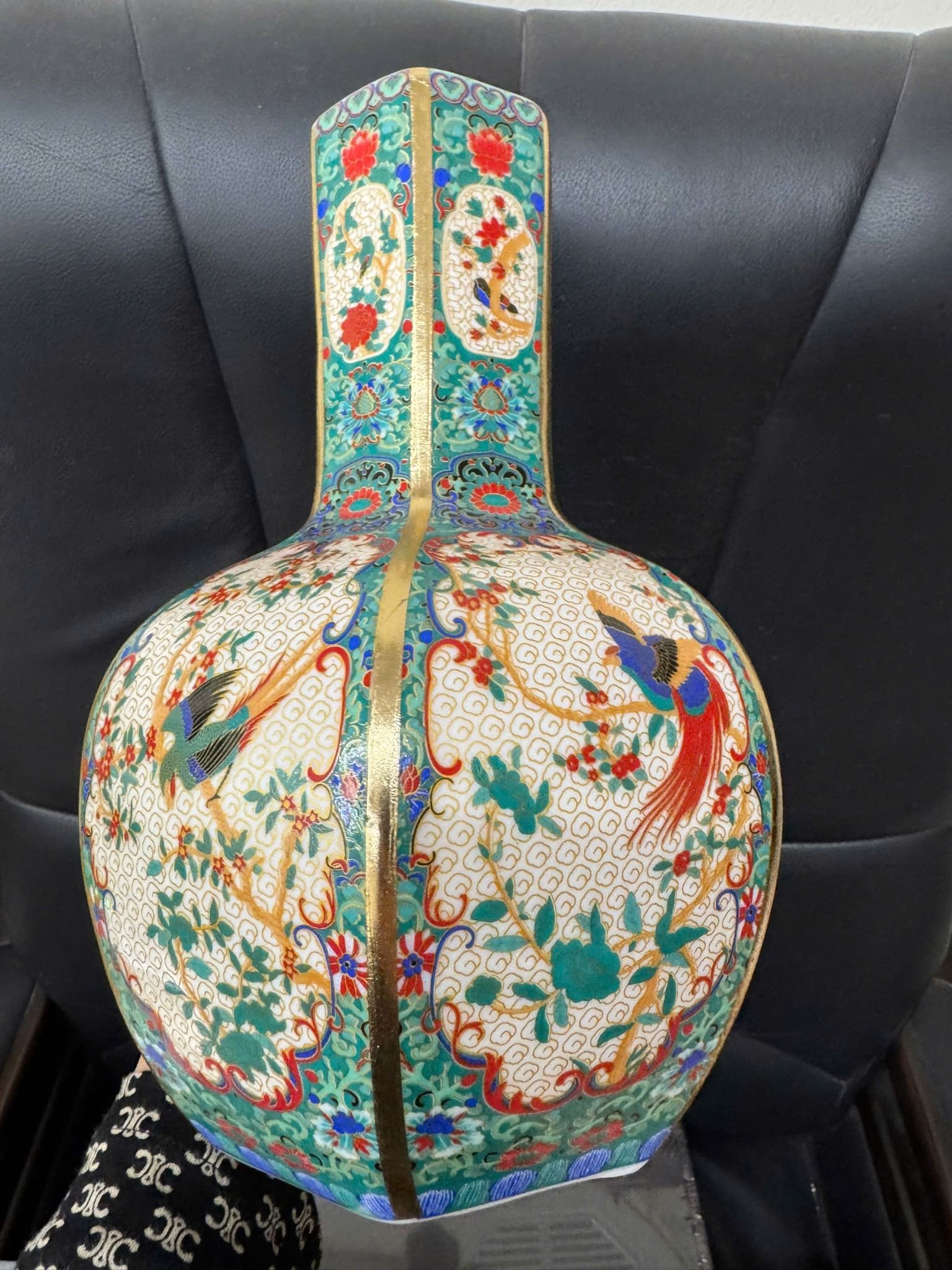  Bình Đa Giác men Pháp Lang – Họa Điểu sưu tầm BKCECN-9516 