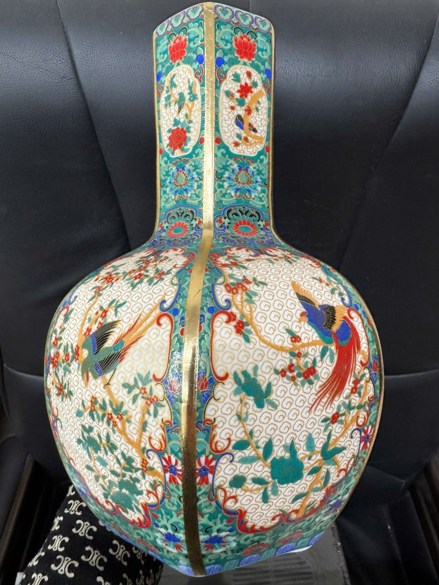  Bình Đa Giác men Pháp Lang – Họa Điểu sưu tầm BKCECN-9516 