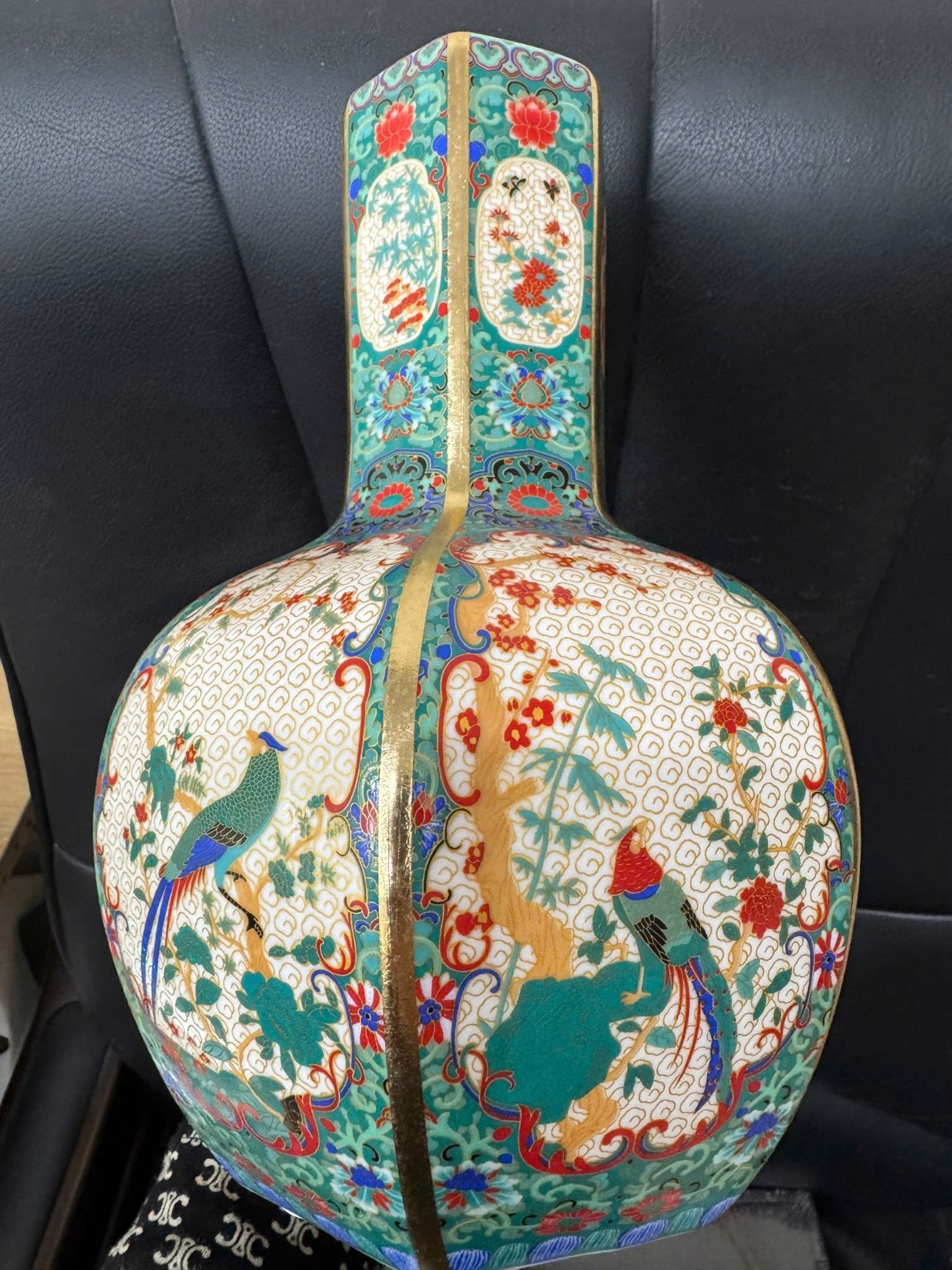  Bình Đa Giác men Pháp Lang – Họa Điểu sưu tầm BKCECN-9516 