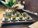  Bộ ấm chén men rạn Trúc Lâm Thất Hiền Bát Tràng BKCECN-9508 