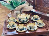  Bộ ấm chén phong cách cổ men rạn Bát Tràng quai đồng BKCECN-9509 