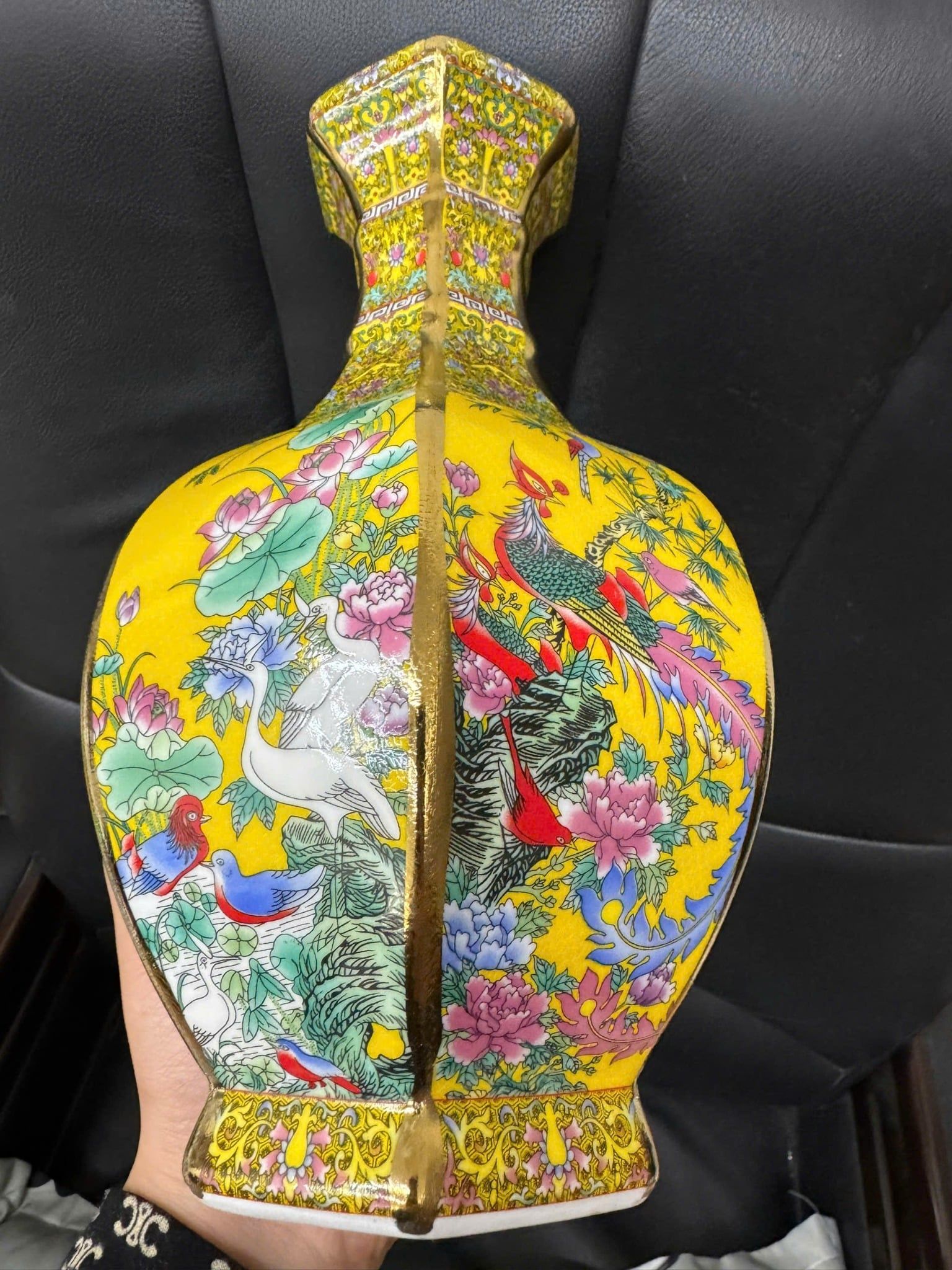  Bình Đa Giác Hoa Điểu 4 Mùa men Pháp Lang sưu tầm BKCECN-9520 