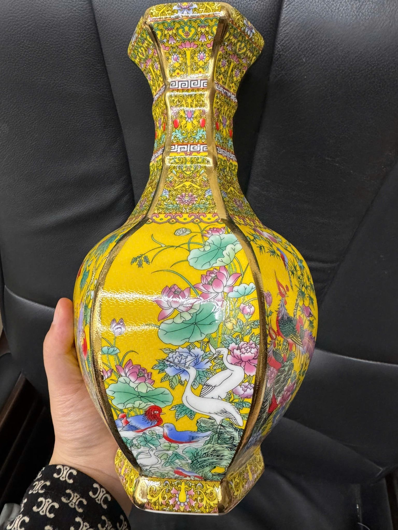  Bình Đa Giác Hoa Điểu 4 Mùa men Pháp Lang sưu tầm BKCECN-9520 