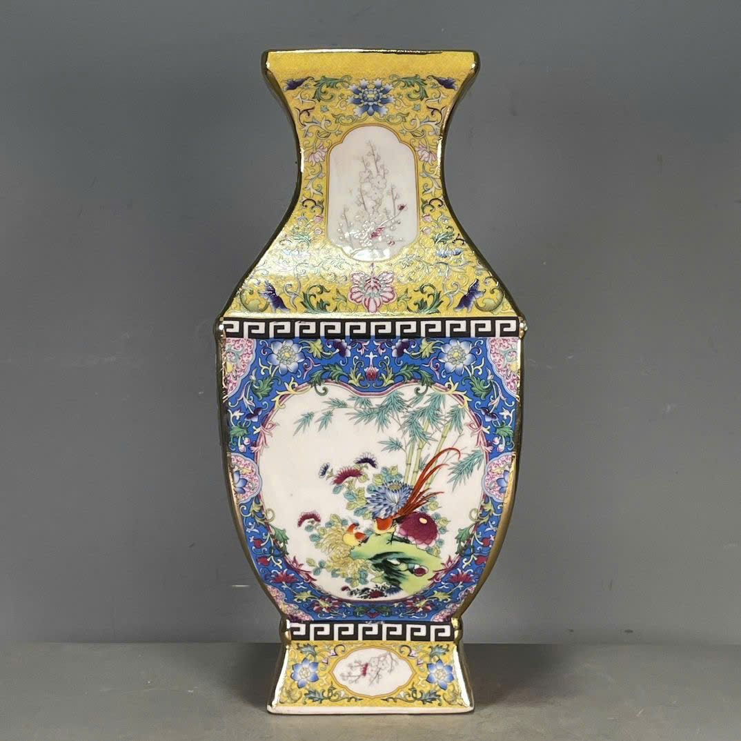  Bình Pháp Lang Tứ Diện Uyên Ương gần hoa sưu tầm BKCECN-9526 