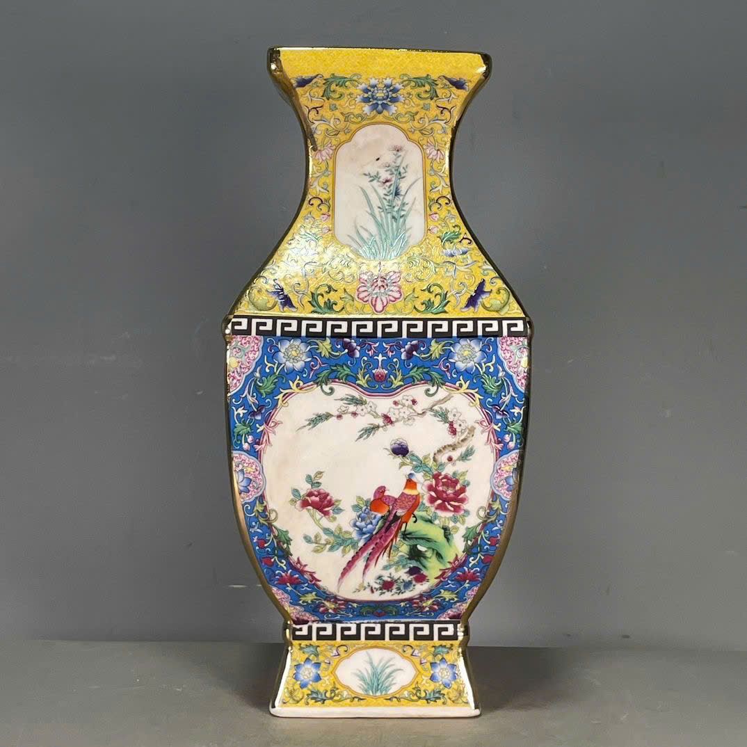  Bình Pháp Lang Tứ Diện Uyên Ương gần hoa sưu tầm BKCECN-9526 