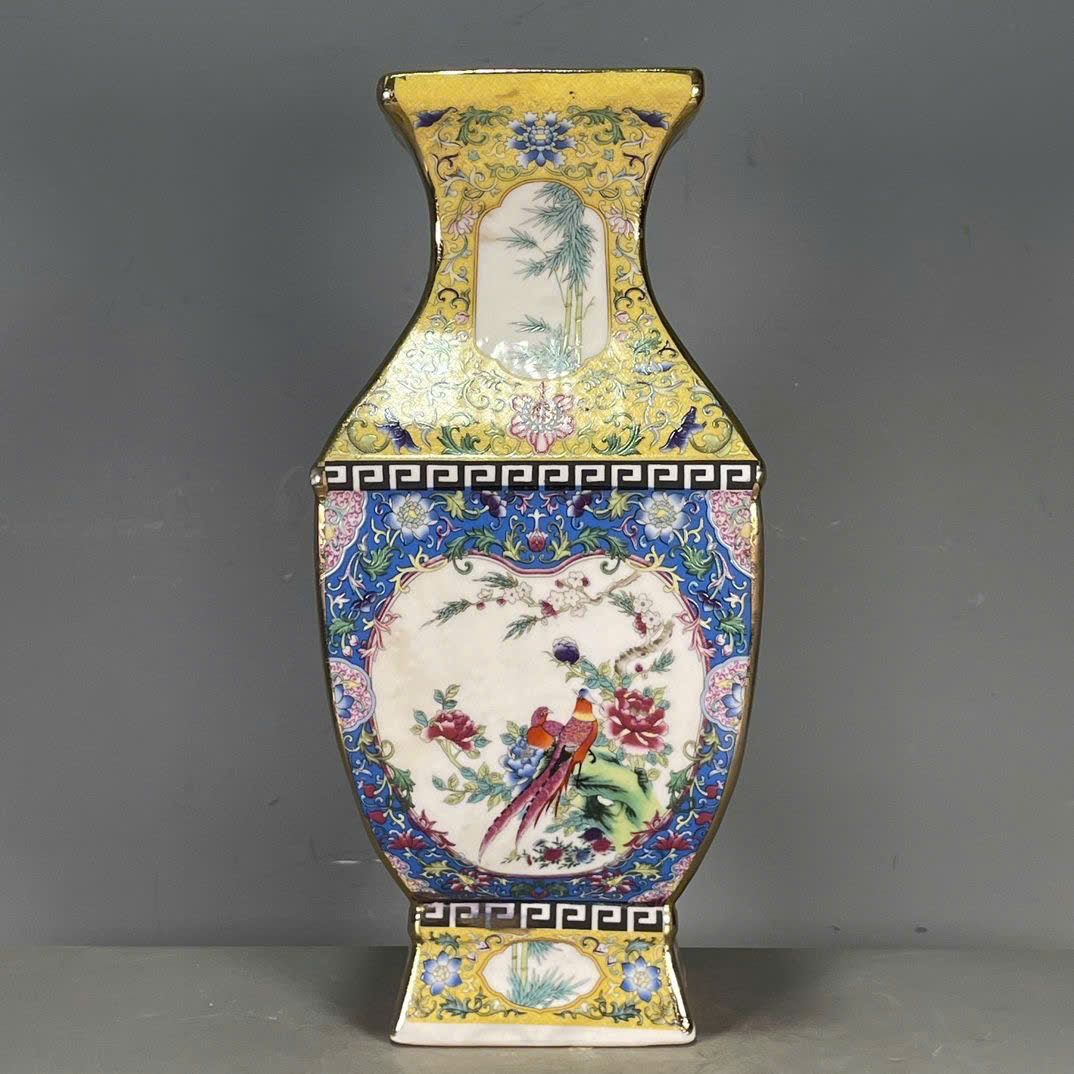  Bình Pháp Lang Tứ Diện Uyên Ương gần hoa sưu tầm BKCECN-9526 