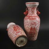  Cặp Bình Song Hỷ Vẽ Tay Nung Củi BKCECN-9532 