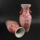  Cặp Bình Song Hỷ Vẽ Tay Nung Củi BKCECN-9532 