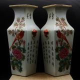  Bình Tứ Diện Phấn Thái Hoa Điểu sưu tầm BKCECN-9534 