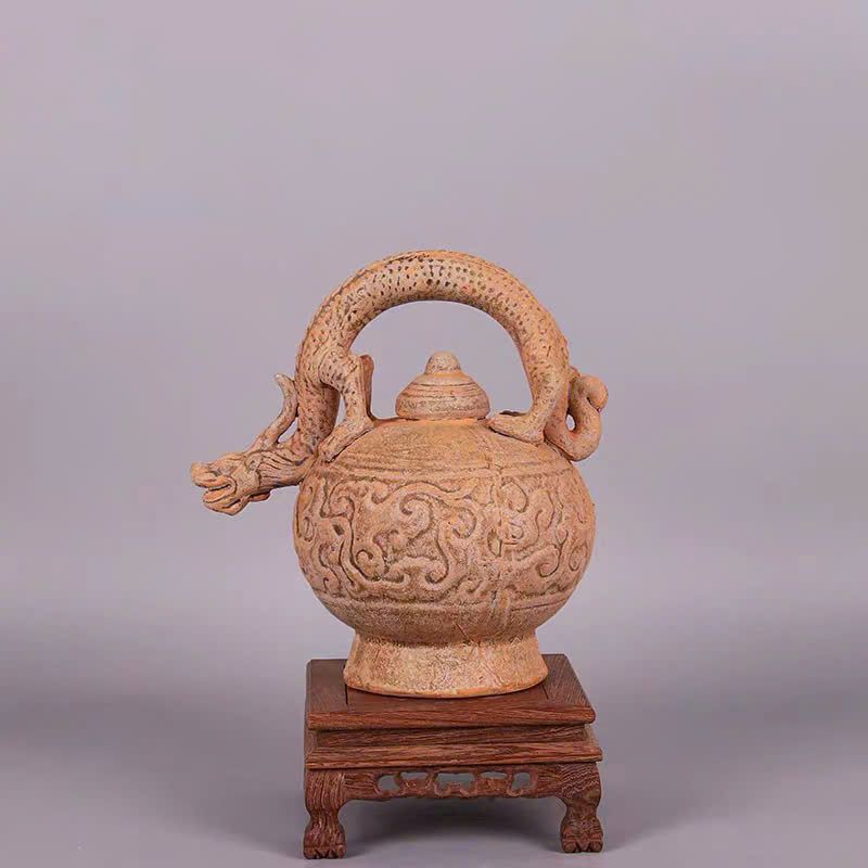  Bình Rồng xưa đắp nổi men già nung củi BKCECN-9537 