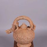  Bình Rồng xưa đắp nổi men già nung củi BKCECN-9537 