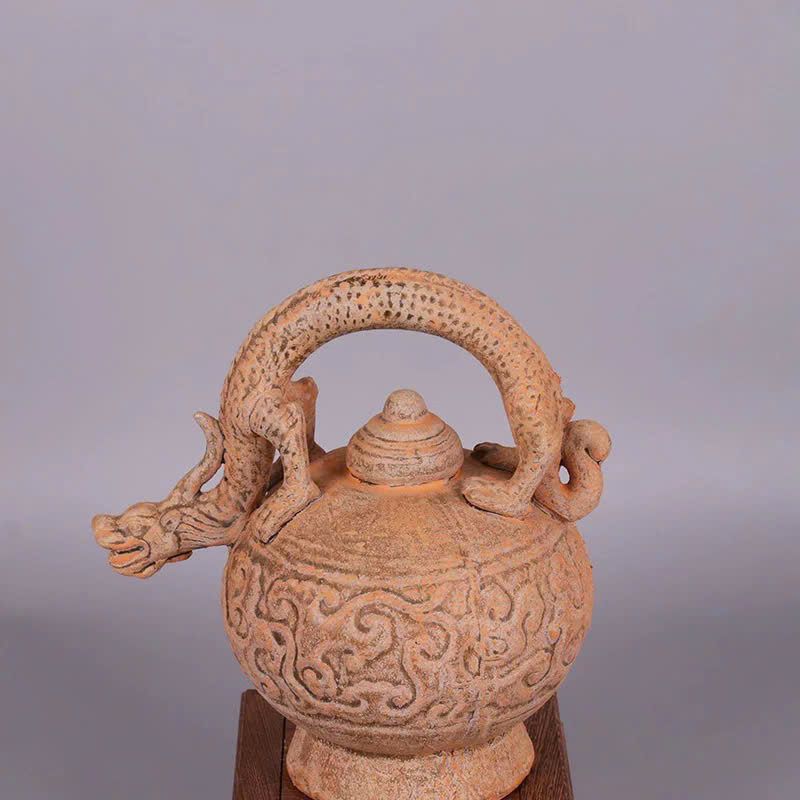  Bình Rồng xưa đắp nổi men già nung củi BKCECN-9537 