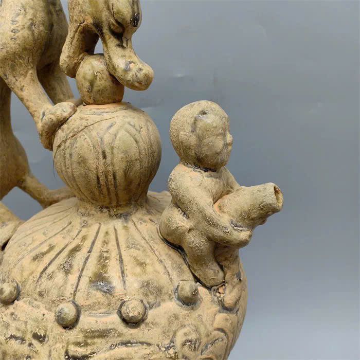  Bình Rồng xưa đắp nổi men già nung củi BKCECN-9538 