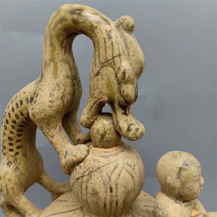  Bình Rồng xưa đắp nổi men già nung củi BKCECN-9538 