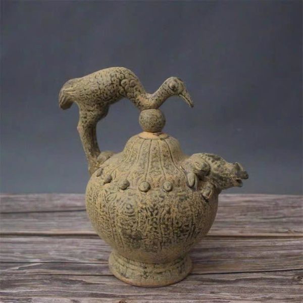  Bình xưa đắp nổi men già nung củi BKCECN-9539 