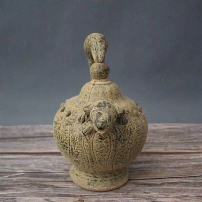  Bình xưa đắp nổi men già nung củi BKCECN-9539 