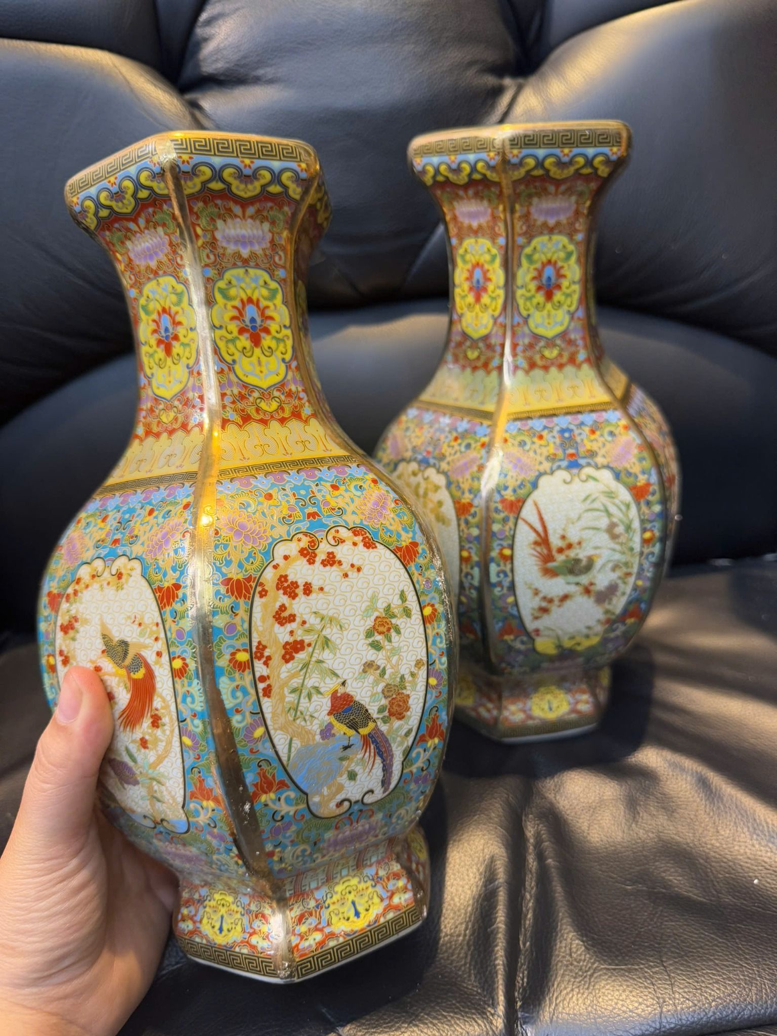  Bình Đa Giác Hoa Điểu sưu tầm BKCECN-9564 