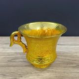  Chén đồng hoa mai đồng xưa sưu tầm dát vàng BKMECN-9518 