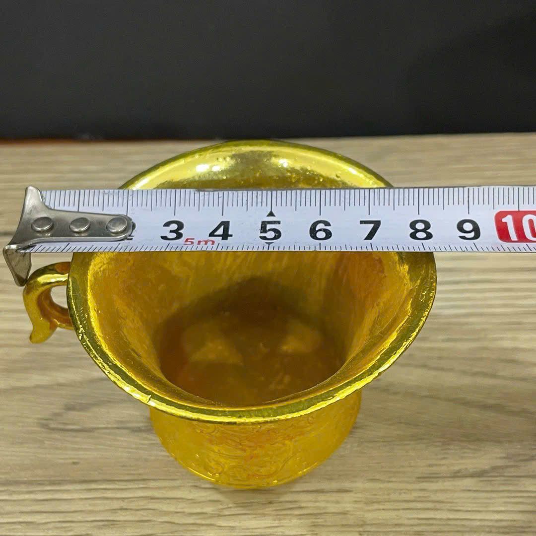  Chén đồng hoa mai đồng xưa sưu tầm dát vàng BKMECN-9518 