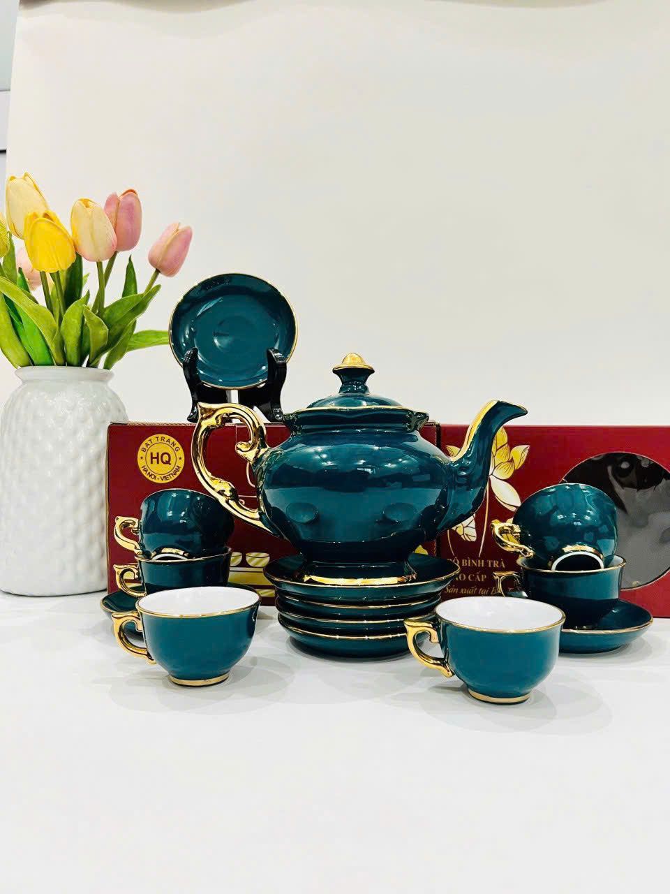  Bộ ấm chén Tổng Bí Thư màu xanh BKCECN-9588 